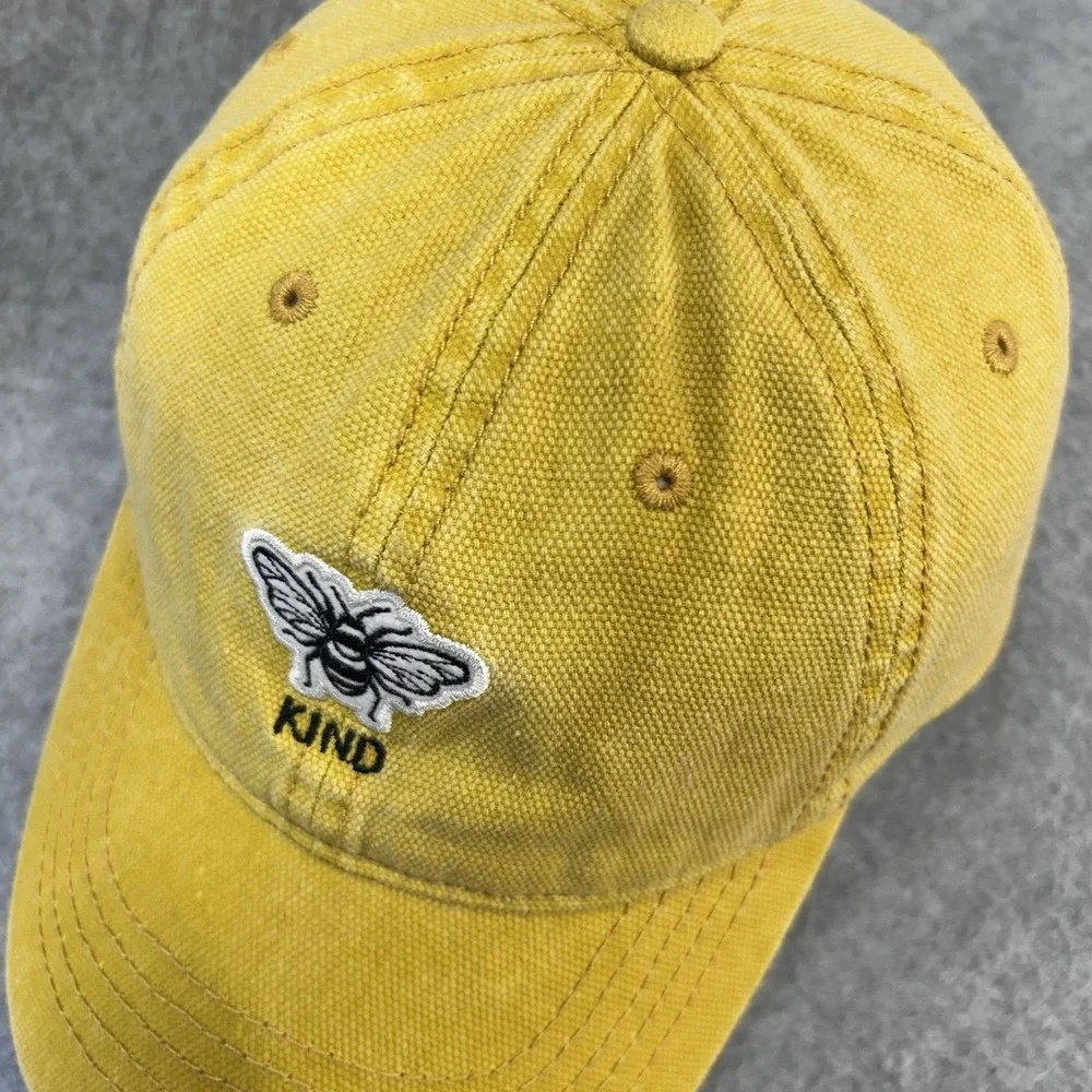 Be Kind Bee Yellow Dad Hat Strapback OSFM Cotton Embroidered‎ Cap